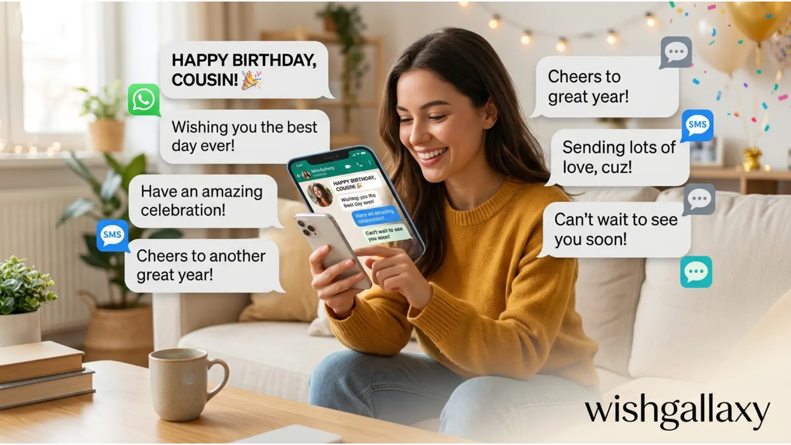 Birthday Wishes for Cousin for WhatsApp, SMS & Text Messages